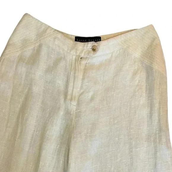 Harve Benard linen cropped wide leg pants ivory size 8 vintage so fits size 6 - Picture 3 of 5